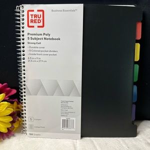New TruRed Premium Durable 5-Subject Divider Notebook 8.5"x11" College Ruled